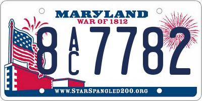 MD license plate 8AC7782