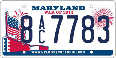 MD license plate 8AC7783