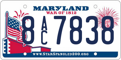 MD license plate 8AC7838