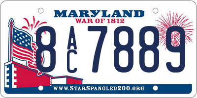 MD license plate 8AC7889