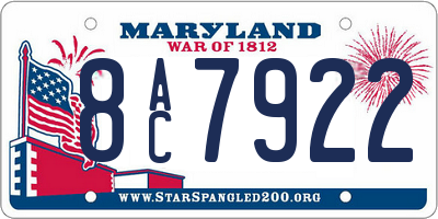 MD license plate 8AC7922