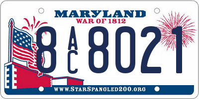 MD license plate 8AC8021