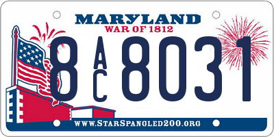 MD license plate 8AC8031