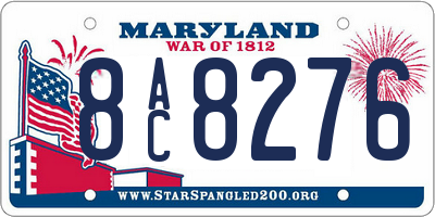 MD license plate 8AC8276