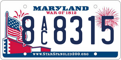 MD license plate 8AC8315