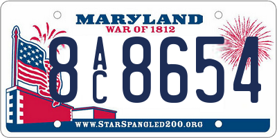 MD license plate 8AC8654