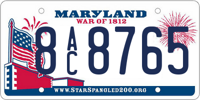 MD license plate 8AC8765
