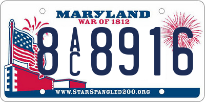 MD license plate 8AC8916