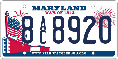 MD license plate 8AC8920