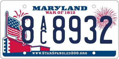 MD license plate 8AC8932