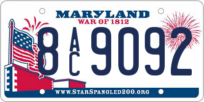 MD license plate 8AC9092