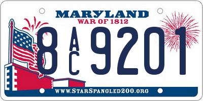 MD license plate 8AC9201