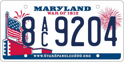 MD license plate 8AC9204