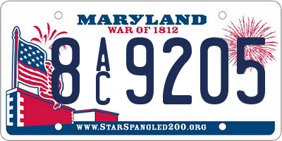 MD license plate 8AC9205
