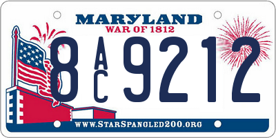 MD license plate 8AC9212