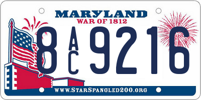 MD license plate 8AC9216