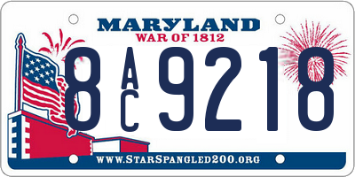 MD license plate 8AC9218