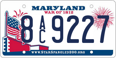 MD license plate 8AC9227