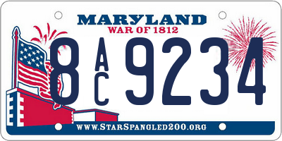MD license plate 8AC9234