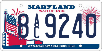 MD license plate 8AC9240