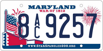 MD license plate 8AC9257