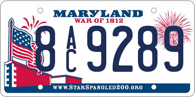 MD license plate 8AC9289