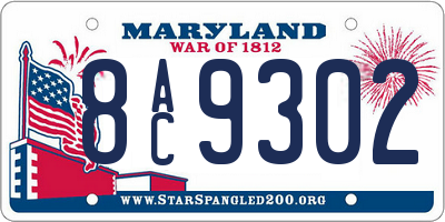 MD license plate 8AC9302