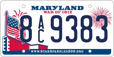 MD license plate 8AC9383