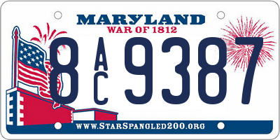MD license plate 8AC9387