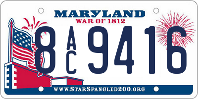 MD license plate 8AC9416