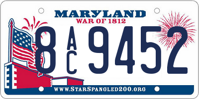 MD license plate 8AC9452