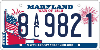 MD license plate 8AC9821
