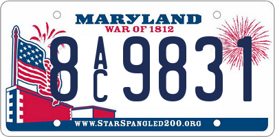 MD license plate 8AC9831