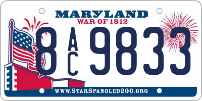 MD license plate 8AC9833