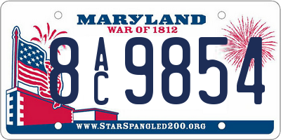 MD license plate 8AC9854