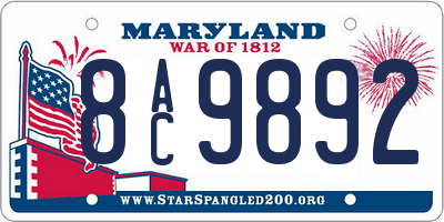 MD license plate 8AC9892