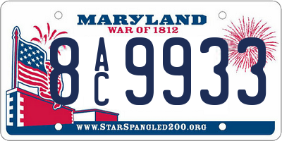 MD license plate 8AC9933