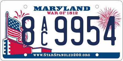 MD license plate 8AC9954
