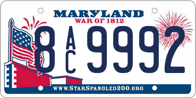 MD license plate 8AC9992