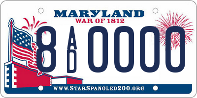 MD license plate 8AD0000