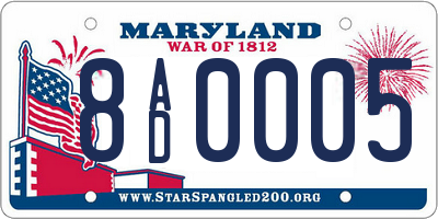 MD license plate 8AD0005