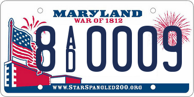 MD license plate 8AD0009