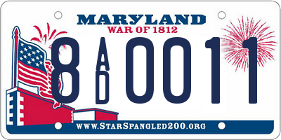 MD license plate 8AD0011