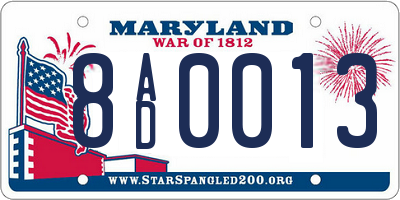 MD license plate 8AD0013