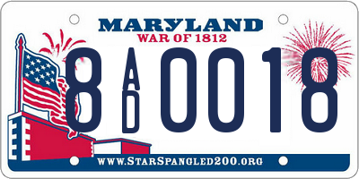 MD license plate 8AD0018