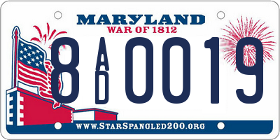 MD license plate 8AD0019