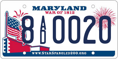 MD license plate 8AD0020
