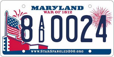 MD license plate 8AD0024