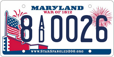 MD license plate 8AD0026