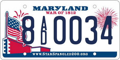 MD license plate 8AD0034